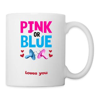 Pink or Blue Bruv Loves You Gender Reveal Party - Tasse - Weiß - Rechts