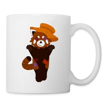 Red panda disguised as a scarecrow for Halloween - Mug - white - Right