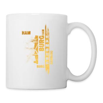 Hamburg Deutschland Stadt Skyline Schrift Gold - Tasse - Weiß - Rechts