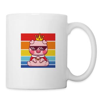 funny pig motif with crown and sunglasses - Mug - white - Right