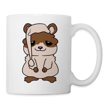 Tired sweet hamster sleepy hat - Mug - white - Right