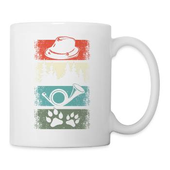 Hunting Horn Design with Forest Dog Paw Felt Hat - Mug - white - Right