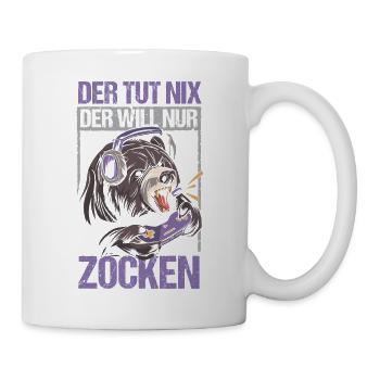 Der will nur Zocken - Tasse - Weiß - Rechts