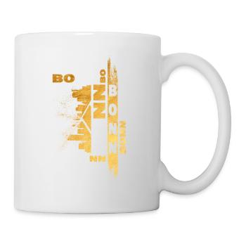 Bonn Deutschland Stadt Skyline Schrift Gold - Tasse - Weiß - Rechts