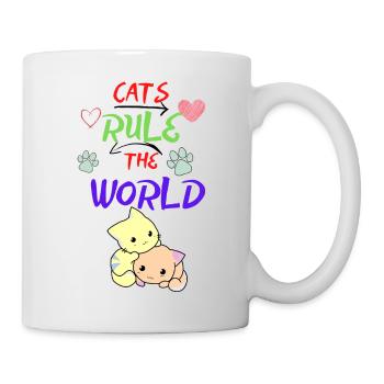 hübsche liebliche Katzen - Tasse - Weiß - Rechts