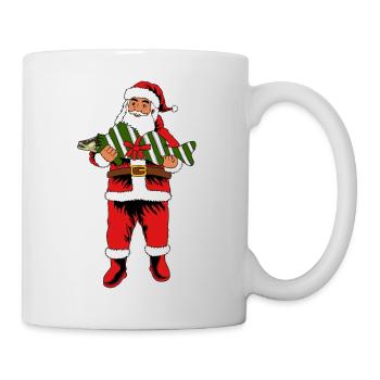 Weihnachtsmann Zander Geschenk für Angler - Tasse - Weiß - Rechts