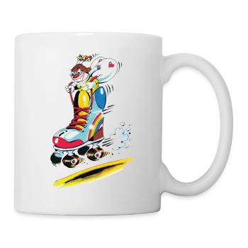 Blühwürmchen auf Rollschuh - Tasse - Weiß - Rechts