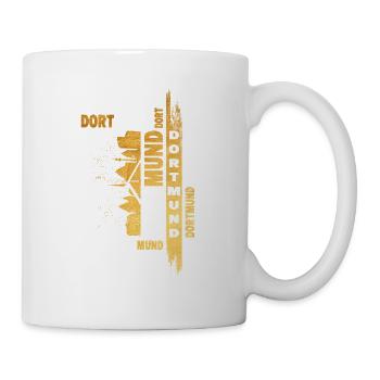 Dortmund Deutschland Stadt Skyline Schrift Gold - Tasse - Weiß - Rechts