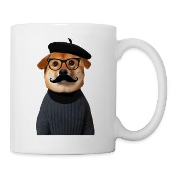 shiba inu Hund witziger Style Bart und Brille - Tasse - Weiß - Rechts