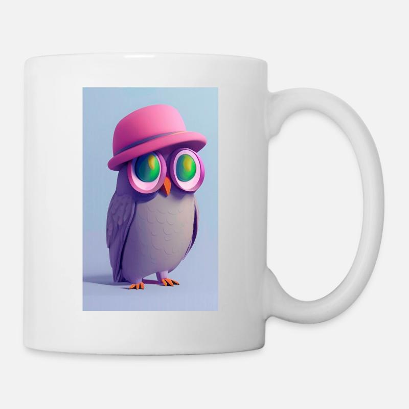 Hibou avec chapeau - Mug blanc - blanc