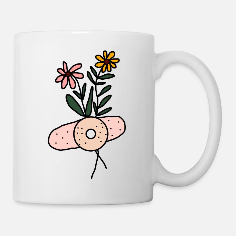 Daisy Bandaged flower plant illustration design. - Mug blanc - blanc