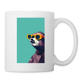 Cooles Comic-Porträt eines Faultiers mit Sonnenbrille - Tasse - Weiß - Rechts