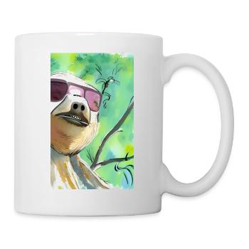 Cool Comic Portrait of a Sloth with sunglasses - Mug - white - Right