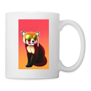 Cooler roter Panda mit Sonnenbrille Roter Panda Sommersonne - Tasse - Weiß - Rechts