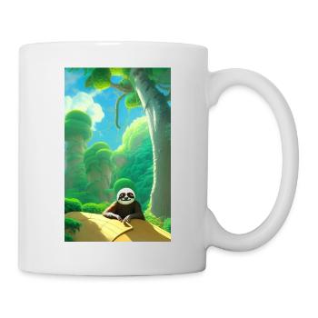 Coole Comiczeichnung eines Faultiers im Dschungel - Tasse - Weiß - Rechts