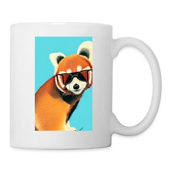 Cooler roter Panda mit Sonnenbrille Comic Zeichnung Sommer - Tasse - Weiß - Rechts