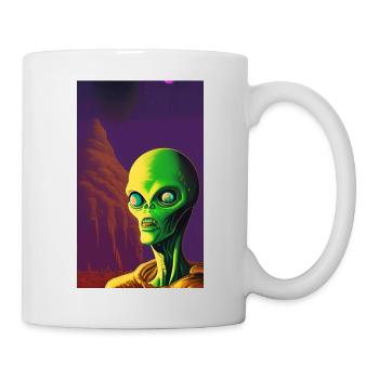 Creepy Horror Comic Alien on a strange planet - Mug - white - Right