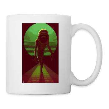 Creepy Horror Comic Alien on a strange planet land - Mug - white - Right