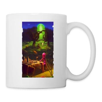 Creepy Horror Comic Alien on a strange planet - Mug - white - Right
