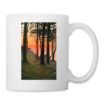 Dessin de bande dessinée coucher de soleil Gespensterwald Nienhagen - Mug blanc - blanc - Droite