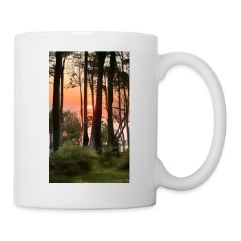 Comic Zeichnung Sonnenuntergang Gespensterwald Nienhagen - Tasse - Weiß - Rechts