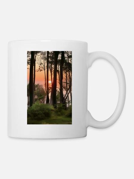 Comic Zeichnung Sonnenuntergang Gespensterwald Nienhagen - Tasse - Weiß