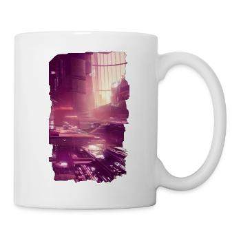 Lila futuristische Stadt - Tasse - Weiß - Rechts