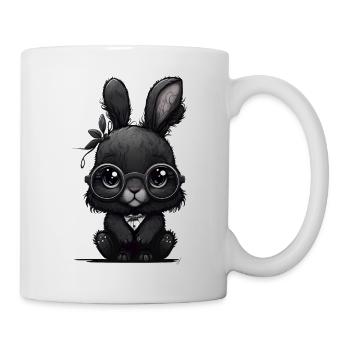 Cute cute black rabbit with glasses - Mug - white - Right