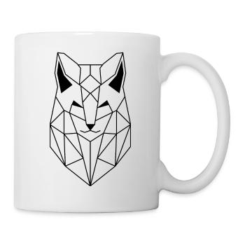 Polygonal Wolf version noire - Mug blanc - blanc - Droite