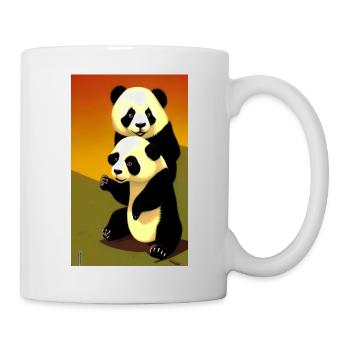 Panda coole Porträtzeichnung Nahaufnahme cool - Tasse - Weiß - Rechts