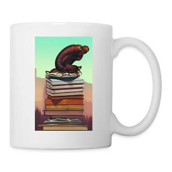 Comic Cartoon Creepy Bookworm Book Stack - Mug - white - Right