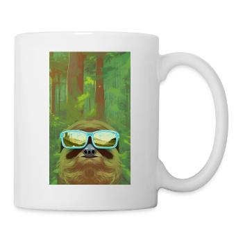 Cool Comic Portrait of a Sloth with sunglasses - Mug - white - Right