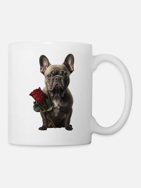 Französische Bulldogge Valentins Tag - Tasse - Weiß