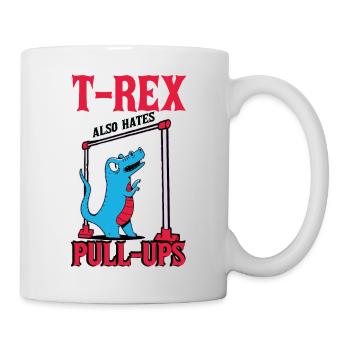 T-Rex Klimmzüge - Tasse - Weiß - Rechts
