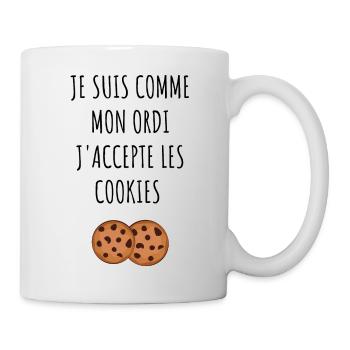 je suis comme mon ordi j'accepte les cookies - Mug blanc - blanc - Droite