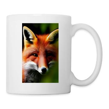 Cooles Comic-Porträt eines Fuchses in der Waldzeichnung - Tasse - Weiß - Rechts