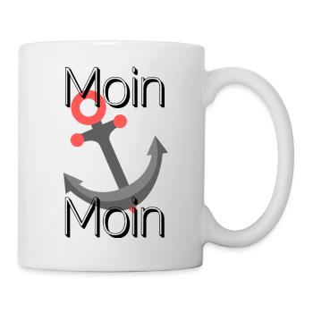 Moin Moin! Norddeutsche Begrüßung mit Anker - Tasse - Weiß - Rechts
