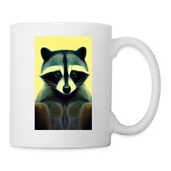 Comic-Karikatur eines nordamerikanischen Waschbären - Tasse - Weiß - Rechts
