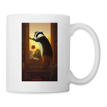 Blaireau (en allemand Dachs) dessin de portrait cool - Mug blanc - blanc - Droite