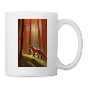 Cooles Comic-Porträt eines Fuchses in der Waldzeichnung - Tasse - Weiß - Rechts