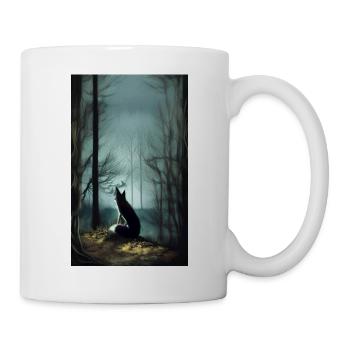 Cooles Comic-Porträt eines Fuchses in der Waldzeichnung - Tasse - Weiß - Rechts