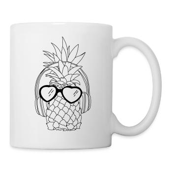 Cool pineapple with sunglasses and headphones - Mug - white - Right