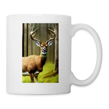 Cool Comic Portrait of a wild red deer majestic - Mug - white - Right