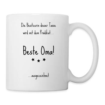 Prädikat Beste Oma! - Tasse - Weiß - Rechts