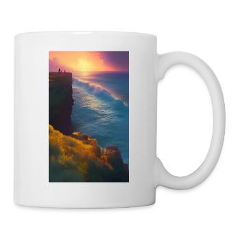 Klippe am Meer mit Sonnenuntergang - Tasse - Weiß - Rechts