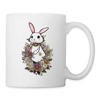 mignon lapin de pâques dans les fleurs - Mug blanc - blanc - Droite