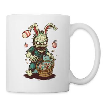 Lapin de Pâques zombie avec panier de Pâques - Mug blanc - blanc - Droite