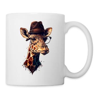 Un grand-père girafe porte un chapeau et des lunettes - Mug blanc - blanc - Droite