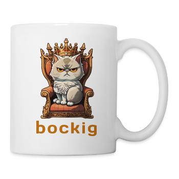 Bockig Katze Thron Krone Kater Grimmig Spruch Stur - Tasse - Weiß - Rechts