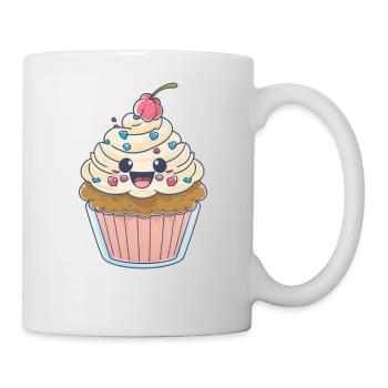 Kawaii Niedlicher glücklicher Cupcake - Tasse - Weiß - Rechts
